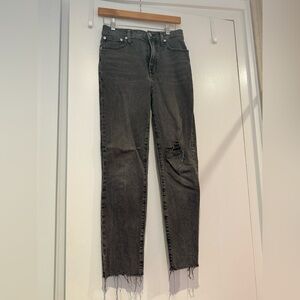 Madewell Charcoal Distressed Ankle Jeans
